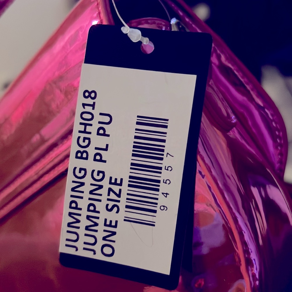 EGO • Jumping Diamante Detail Shaped Shoulder Bag Metallic Pink Purse - Picture 6 of 6